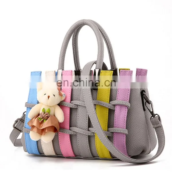 2021 Hot Selling Fashion, Colored Hand Bags Ladies Crossbody Purses Handbag Women With Free Bear/ photo-4