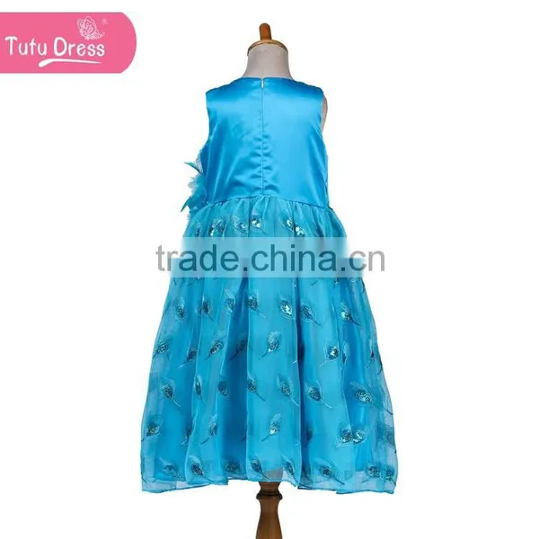 The Sky Blue Princess Dress for Girls Peacock Tutu Dress photo-2