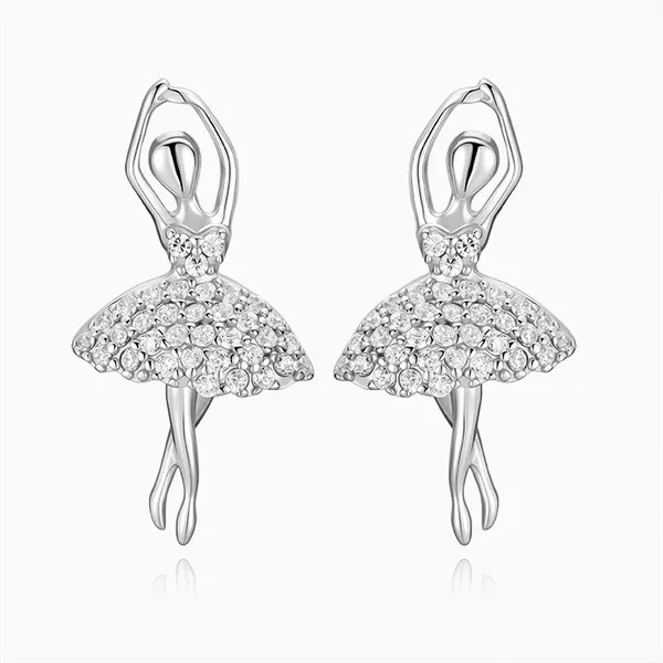 Shining Star Jewelry Dancing Girl Sterling Silver Stud Earrings Jewelry Women photo-3
