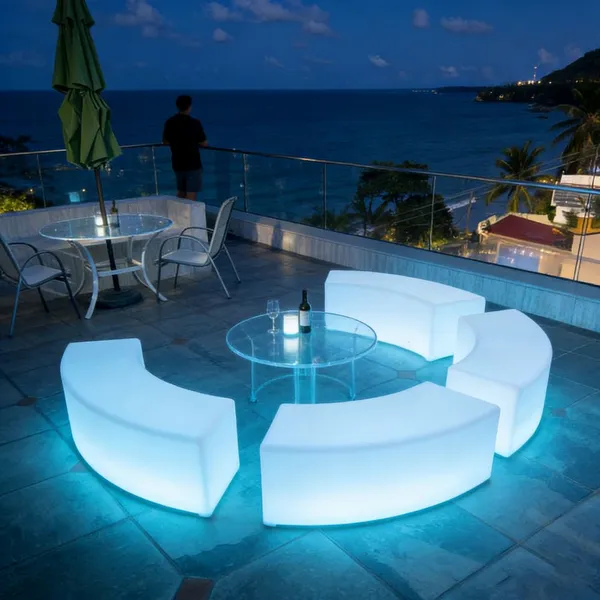 Rustic Plastic Led Cube Chair-Outdoor Rechargeable Modern Design Waterproof Garden Set With Table photo-5