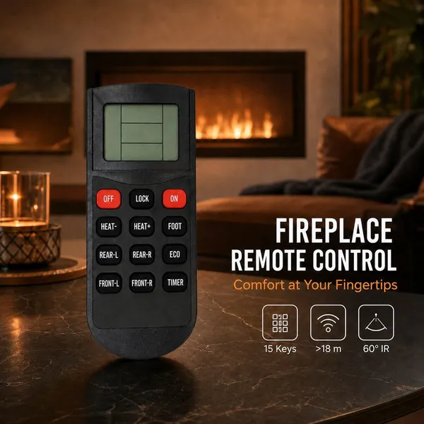 Wireless Remote Control for Electric Fireplace Smart LCD Heater Controller With Multi-Zone Heating