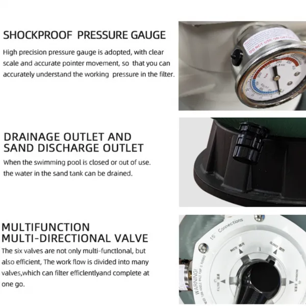 Variable Speed Sand Filter for Swimming Pool, Energy-Saving 220V Motor, 1.5HP, 50Hz