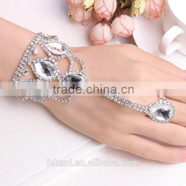 Bright Evening Party Ladies Luxury Fashion Crystal Arabic Ring Bracelet photo-6