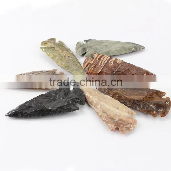 JF6916 Fashion Large Hand Carved Jasper Stone Arrowheads,Arrowhead Pendant,Arrow Head Charms photo-2
