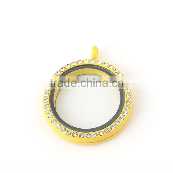 Colorful Circle Round Floating Locket Charm With Rhinestone photo-5