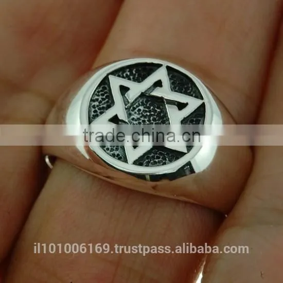 Sterling Silver Star of David Mens Ring, Rp198