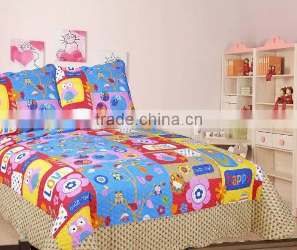 Cartoon Printed Bed Sheets 3pcs Bedspread Kids 100% Cotton Chirldren Quilts photo-5