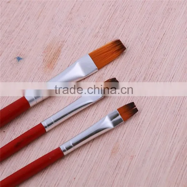 Hot Selling Wholesale China 3Pcs Flat Shap Nylon Hair Wooden Handle Art Paint Brush Manufactures photo-4