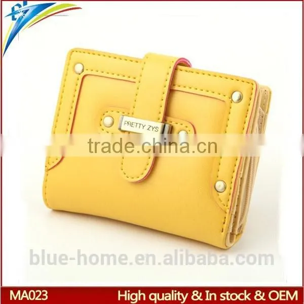 Made in Guangzhou High Quality Rivet Mini Wallet Latest Clutch Credit Card Holder Zipper Belt Style