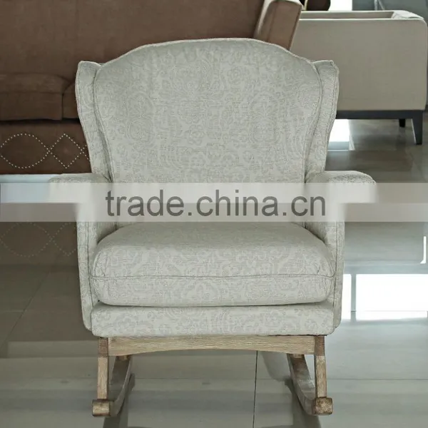 Modern Style With Variety of Fabrics Covered Wooden Armchair Fabric Rocking Chair photo-5