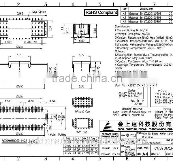 1mm Pitch PCB Wire to Board SMD 20 30 40 50 Pins Connector photo-4