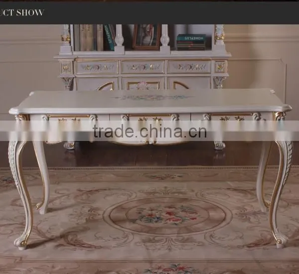 French Baroque Style Luxury Executive Office Desk/ European Classic Wood Writing Table/ Retro Furniture photo-2