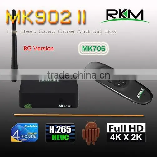 Rk3288 Quad Core A17 Dual Band Wifi Real 4Kx2K Supported Android 4.4 TV Box+MK706