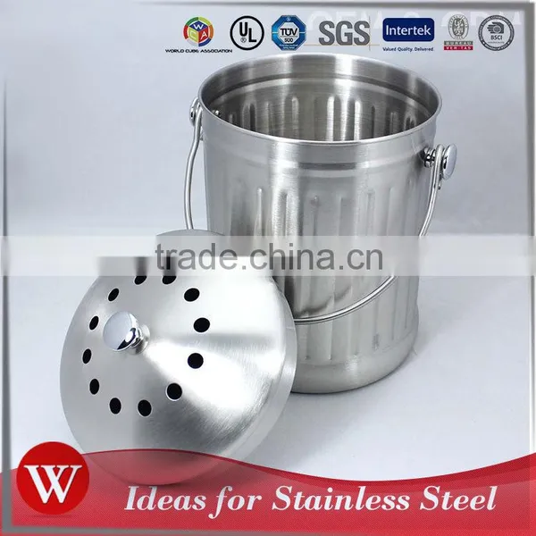 1.0 Gallon Stainless Steel Kitchen Compost Pail With Charcoal Filter photo-2