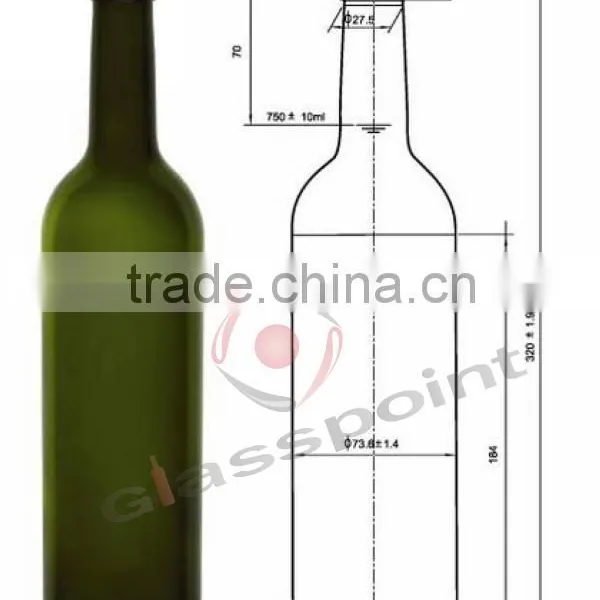 750ml Bordeaux Wine Bottle