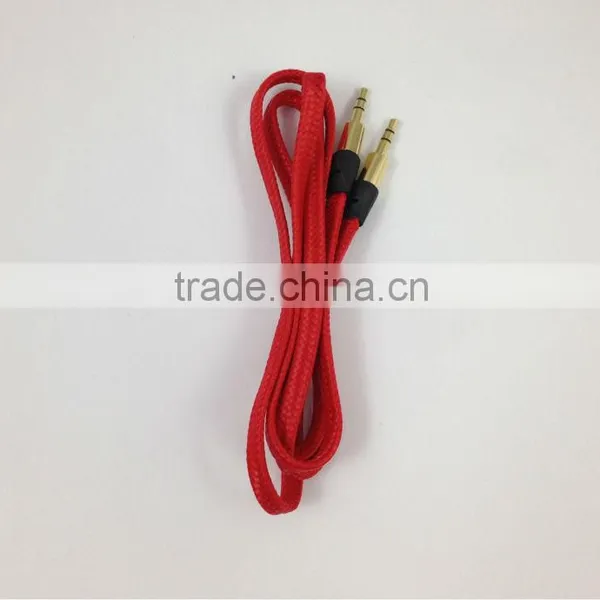 Colored Fabric Braided 3.5mm Flat Auxiliary Cable photo-2
