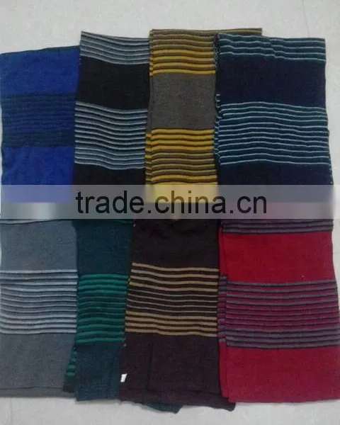 Stock Item Good Quality Multicolor Knitted Stripe Scarf Without Fringes for Men