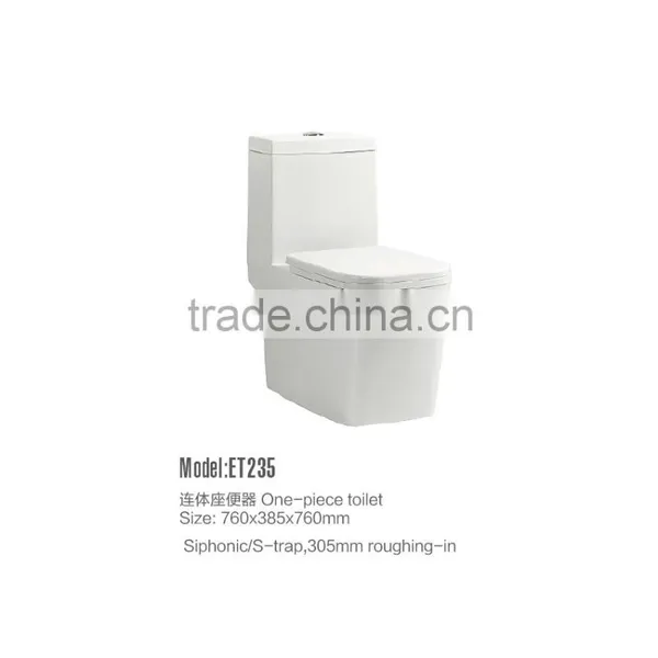 Floor Mounted Siphonic Ceramic Toilet With Elongated Seat ET235