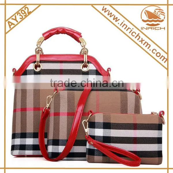 2015 Winter Trendy England Checks Lady's Canvas Handbag Set photo-2