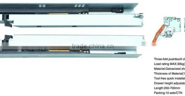 Under Mount Soft Close and Touch Open Drawer Slide photo-2