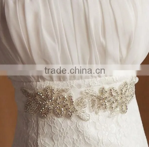 24*5.8cm Leaf Clear DIY Craft Bridal Sash Rhinestone Trim Belt photo-3