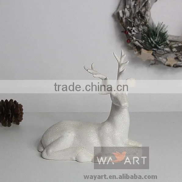 Matt White Ceramic Deer Head Christmas Reindeer Antlers photo-4