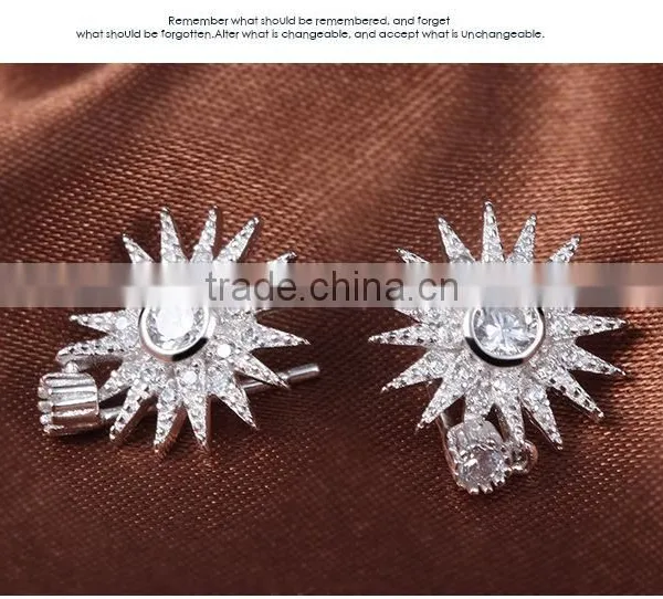 925 Sterling Silver and Rose Gold Plated Sun Shaped Ear Studs for Women photo-4