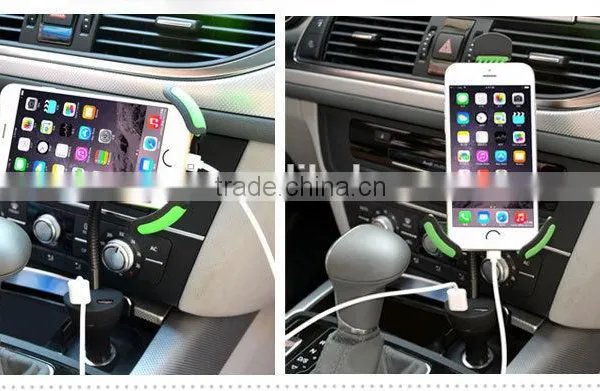 Universal Dual USB Ports Car Charger Phone Mount Holder With Cigarette Lighter Charger DC Port photo-6