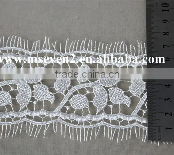 6cm Width High Quality 100% Polyester White Color Lace Trim Eyelash Lace Trim African Lace Embroidery Fabric for Wedding Dress photo-5