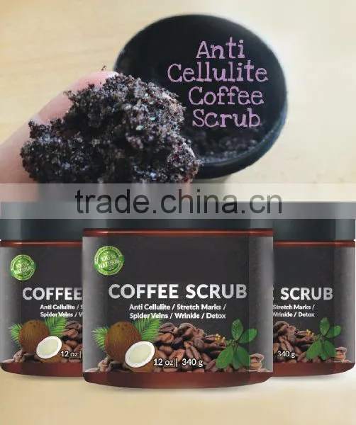 100% Natural Arabica Coffee Scrub 12 Oz. With Organic Coffee, Coconut and Shea Butter - Best Acne, Anti Cellulite and Stretch Ma photo-4