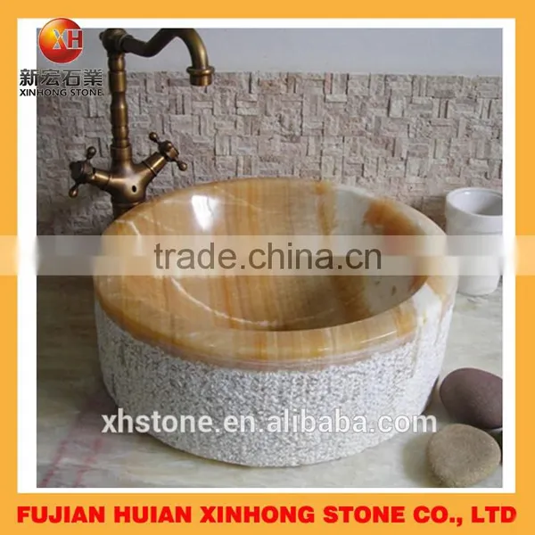 Indoor and Outdoor Used Deep Marble Stone Basin in Beige Stone photo-5