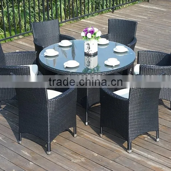 Outdoor Round Rattan Table With 6 Chairs, Round Garden Table photo-2