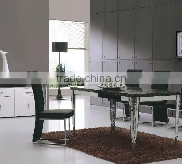 Europe Simple Model Stainless Steel Dining Table Base With Glass Top photo-2