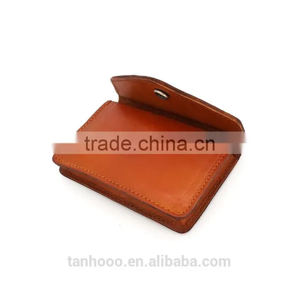 Small Size Custom Personalized Genuine Leather Coin Purse Mini Cash Bag Retro Wallet photo-3