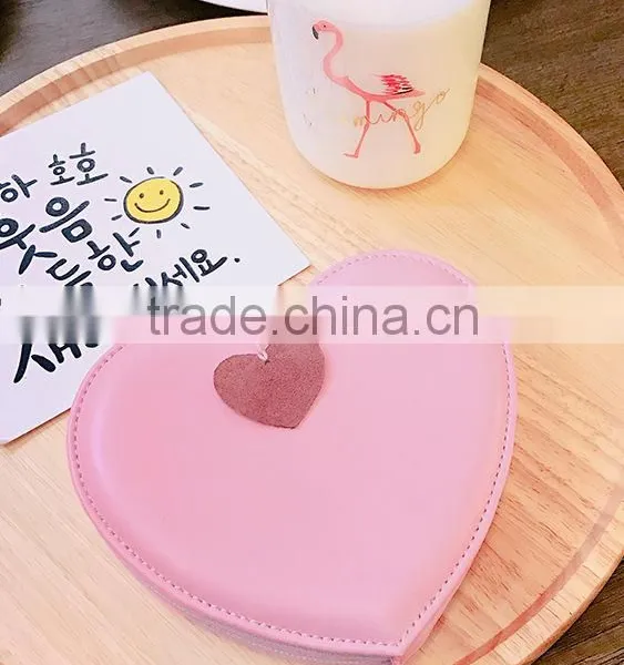 Sweet Heart Design Ladies Zipper Card Wallets Cute Coin Bag With Pink Pendant photo-3