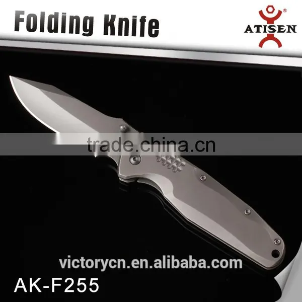 Hot Sale Outdoor Knives Stainless Steel Handle Folding Knife , 440+Titanium Coated photo-3