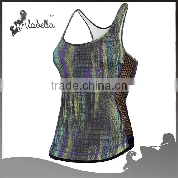 Croc Print Mesh Sides Singlet Gym Singlets
