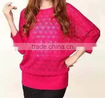 Women Knitting Patterns Bat Sleeves Custom Wholesales 3/4 Length Sleeve Sweater Manufacturer Wholesale in China