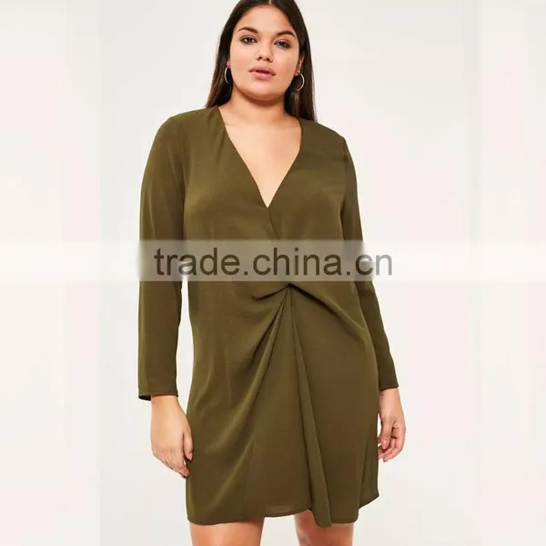 Olive Green Long Sleeve Short Dresses 7xl Plus Size Fat Lady Clothing photo-3