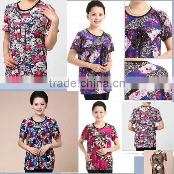 New 2017 Summer t Shirts Nice Flower Printing t Shirt Women Tops Plus Size Clothing photo-3