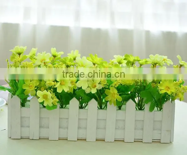 Lovely Decorative Artificial Silk Restaurant Table Daisy Flower With Fence Set photo-5