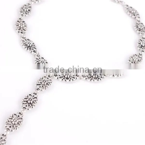 Silver Bronze Tone Hollow Carved Charm Finger Anklet Foot Chain photo-3
