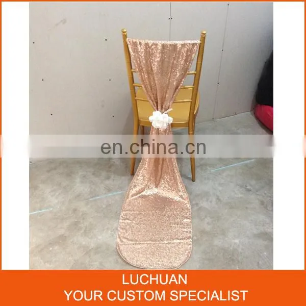 Custom Made Color Or Size Luxury Sequin Chair Cover Chair Sashes photo-4