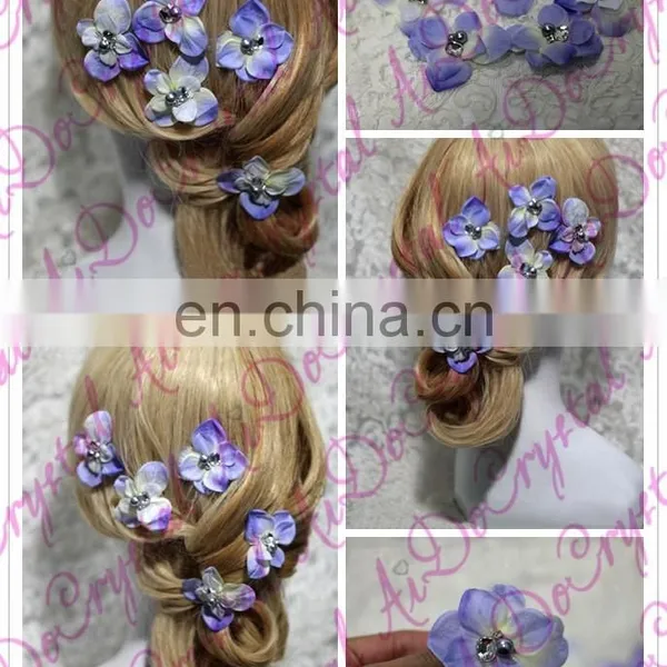 Aidocrystal Flower Hair Accessories Purple,hair Accesories for Wedding,fashion Hair Clip Accessories photo-2