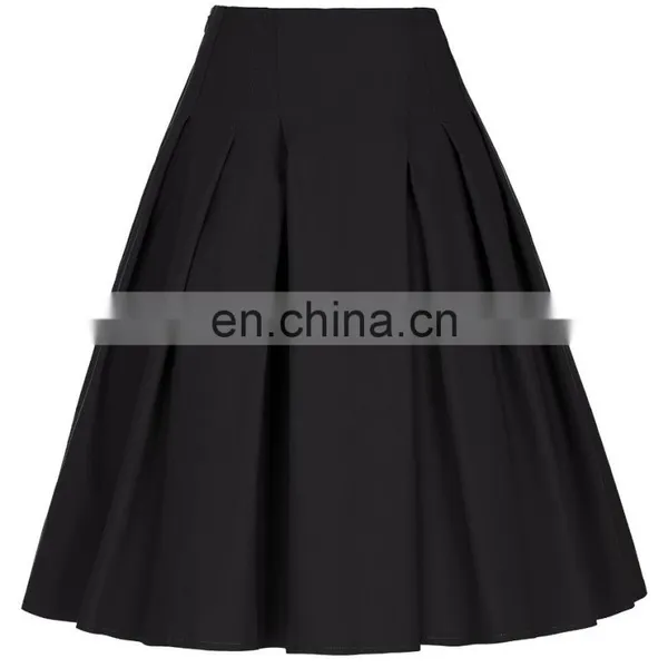 Grace Karin Women Solid Color High Stretchy Vintage Retro A-Line Short Black Skirt CL010451-1 photo-3