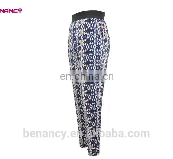 New Design Customized Leaf Print Casual Rayon Boho Harem Trouser Pants photo-6
