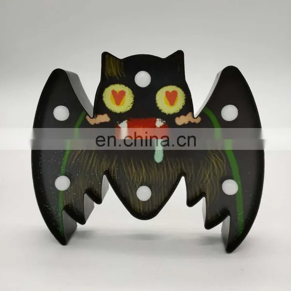 Halloween Decoration Plastic Bat Shaped LED Lamp Table Light photo-2