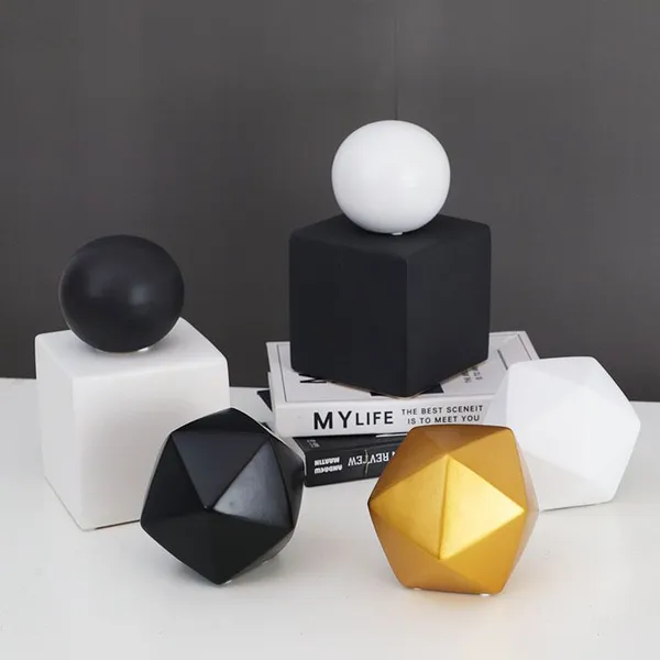 Irregular Pentagon Glod White Black Cube Geometry Abstract Decor Modern Simple Decoration photo-5