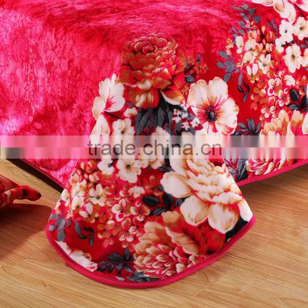Newest Design Red Flower Pattern Home Use Flannel Fleece Quilt Cover Set Kids Bedroom Sets photo-2