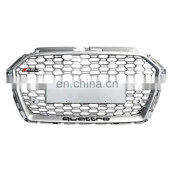 Auto Grille Front Bumper for Audi A3 Change to RS3/S3 RTS Black Silver High Quality Center Honeycomb Mesh Grill2017-2019 photo-3